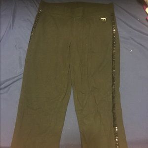 SOLD -PINK black leggings